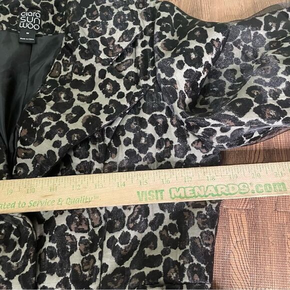Clara SunWoo Leopard Cheetah‎ Belted Cropped Trench Coat Size Medium - Picture 6 of 9